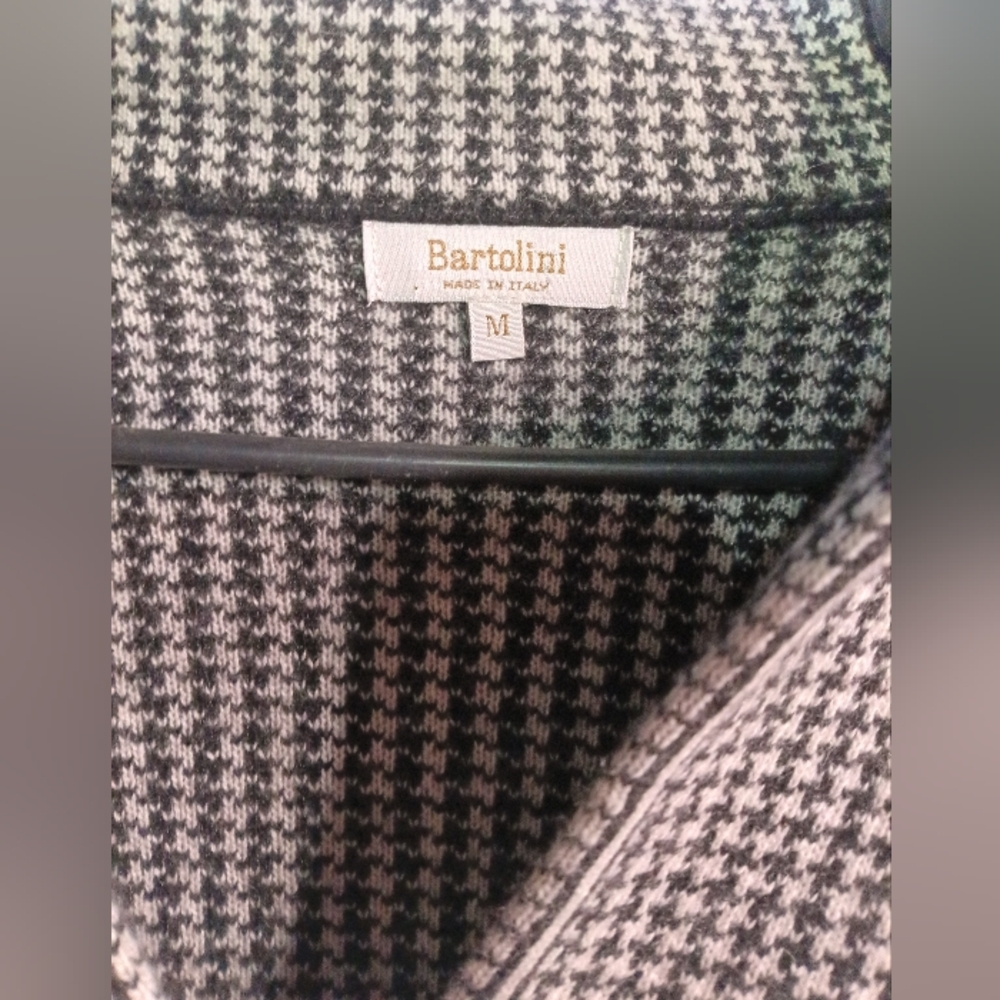 Bartolini Italy Houndstooth Button Cardigan Sweater Wool Cashmere Medium M - Picture 3 of 3